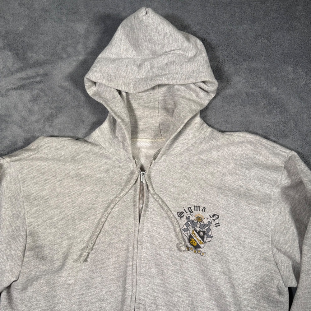 Vintage Sigma Nu Fraternity Hoodie Wrangler USA Made Full Zip Sweatshirt XL